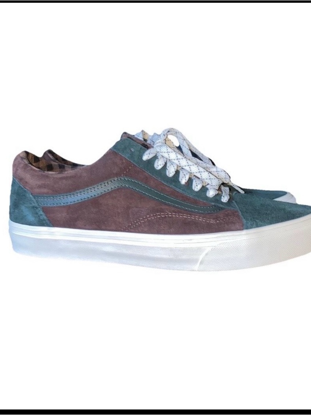 Vans Old Skool Plaid Lined Sneaker in Teal and Mauve